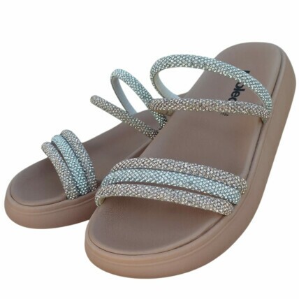 Sandália Moleca Caixa C/12 (34-39) Cor-98640 Cristal/Branco/Ouro 1