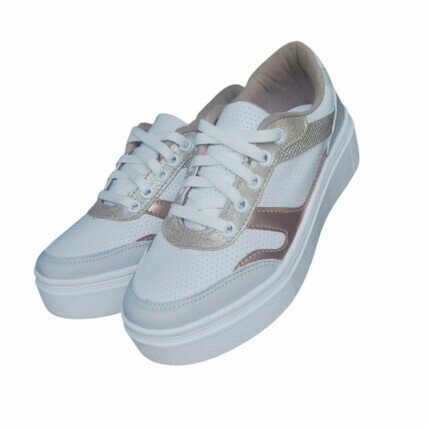 Tênis Feminino Vinella Caixa C/6 (34-39) Cor-Branco/Dourado 1