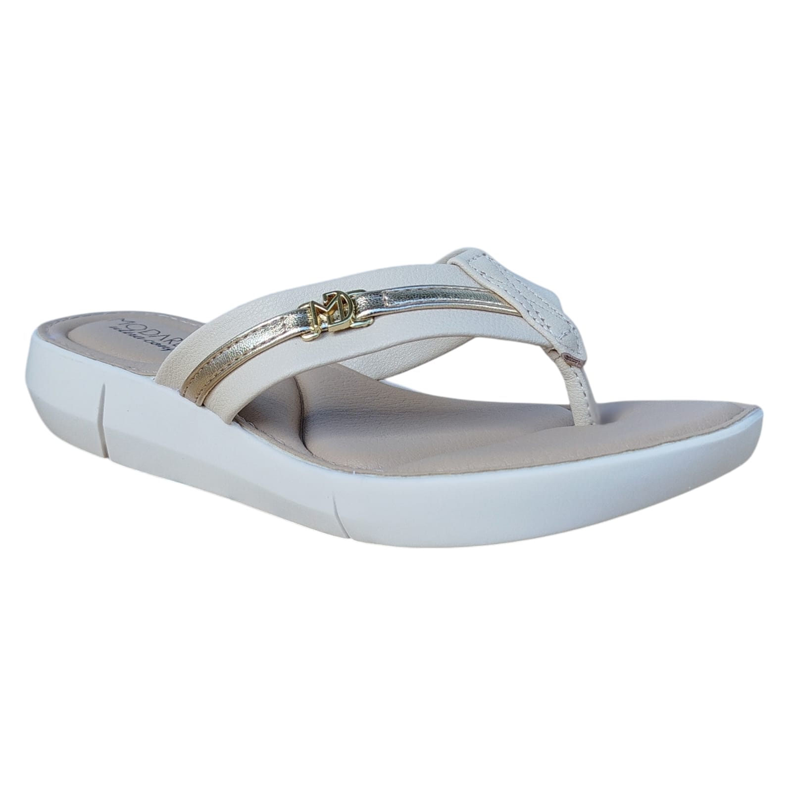 Tamanco Modare Caixa C/12 (34-41) Cor-84109Creme/Dourado 1