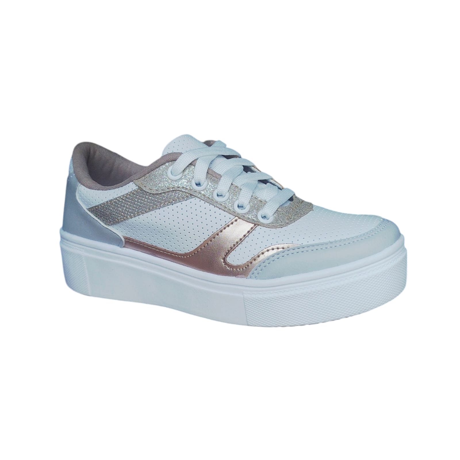Tênis Feminino Vinella Caixa C/6 (34-39) Cor-Branco/Dourado 1